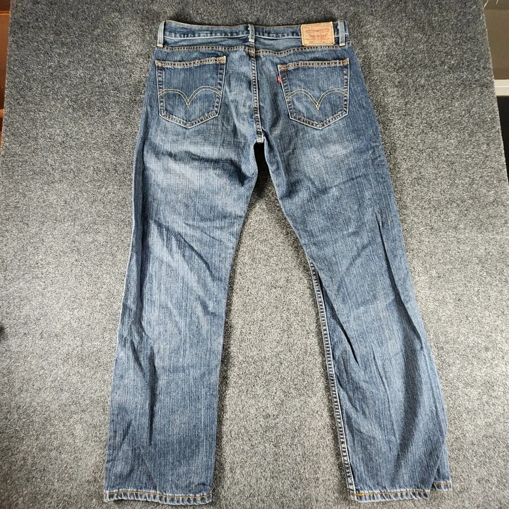 Levis 505 Regular Straight Fit Jeans‎ Mens 36x32 Blue Mid Rise Dark Wash Denim